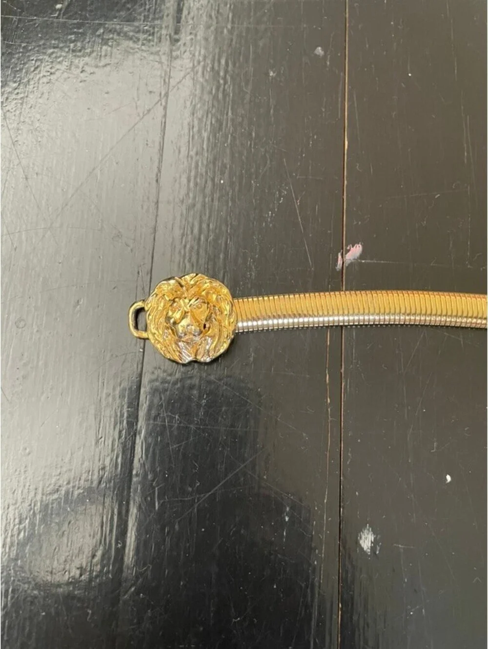 Vintage Gold Lion Head Stretch Snake Belt 24”